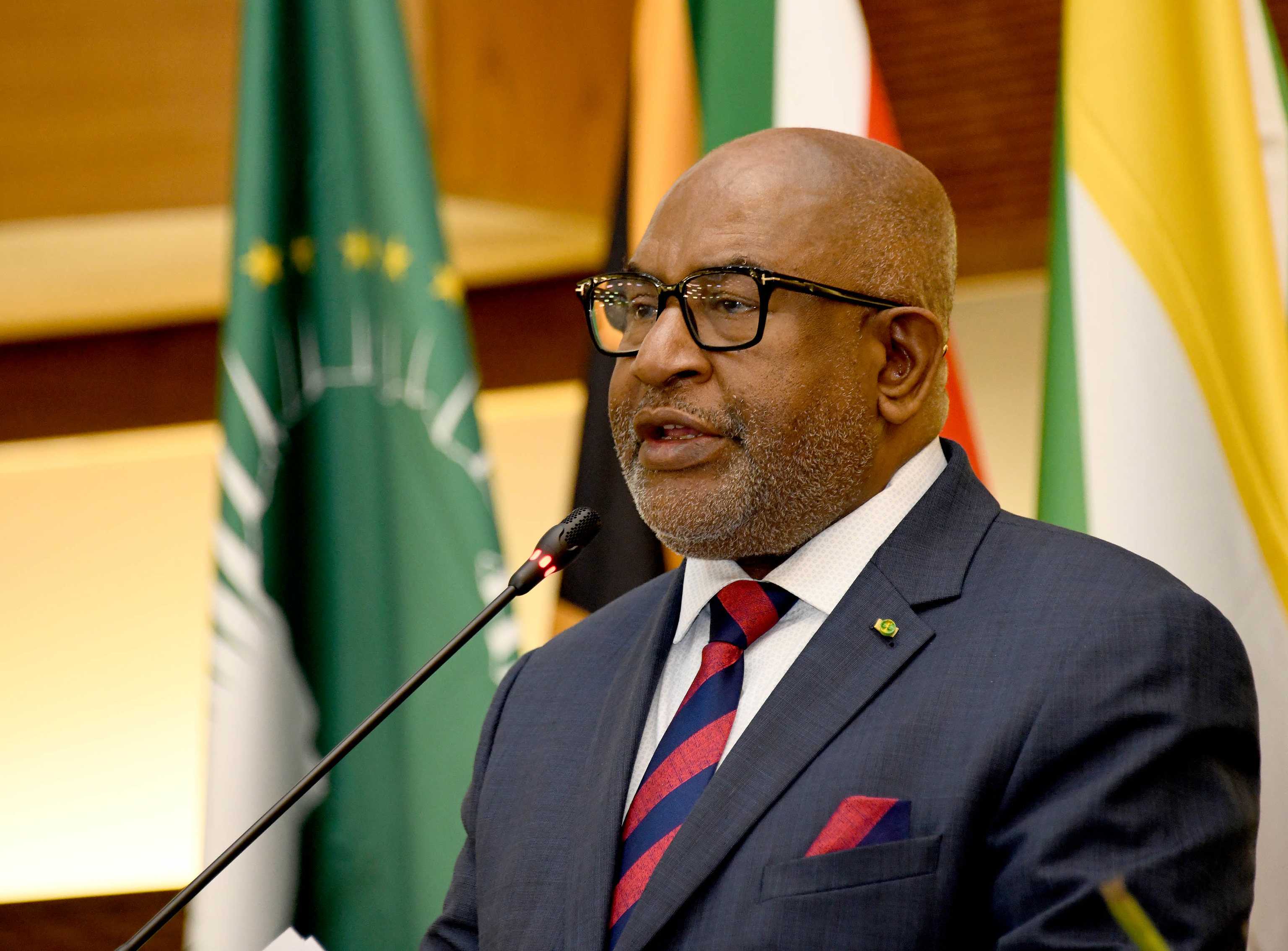 President Azali Assoumani of the Union of Comoros, attending the African Union (AU) third Men's Conference on Positive Masculinity in Leadership to End Violence Against Women and Girls held at the DIRCO OR Tambo Building in Pretoria, November 28, 2023.